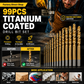 🔥High-efficiency tool favored by veteran craftsmen!Factory Outlet-99pcs Titanium Coated Drill Bit Set