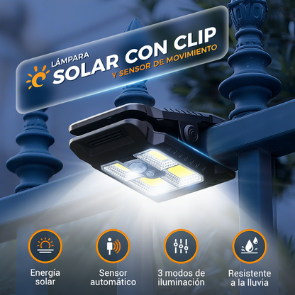 Luz solar con clip para exteriores y sensor de movimiento