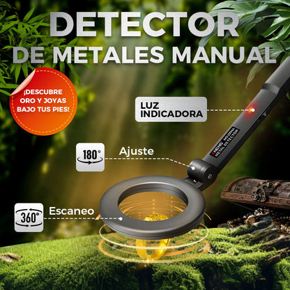 Detector de metales manual 360° para oro y joyas