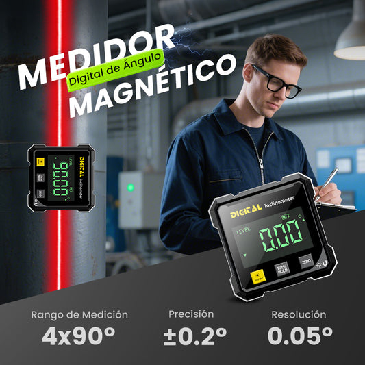 Medidor de ángulo digital magnético de 4 caras con láser