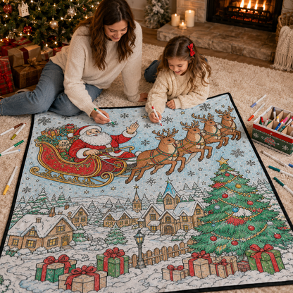 🎄Imprescindibles navideños ✨ Manta navideña para dibujar «hazlo tú mismo» con 24 marcadores lavables