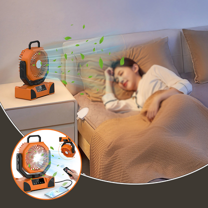 Ventilador Solar Silencioso de Alta Capacidad Recargable para Exteriores con Luz LED