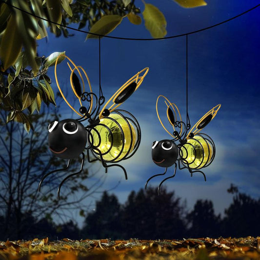 🐝 Lámpara colgante con forma de abeja para el jardín, alimentada con energía solar
