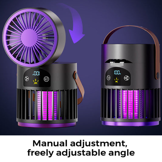 🔥Ventilador portátil recargable con luz UV para matar insectos