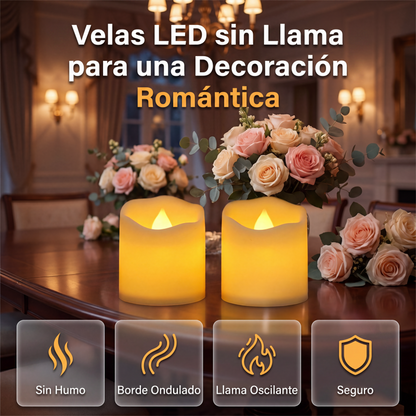 Velas LED sin llama con parpadeo cálido