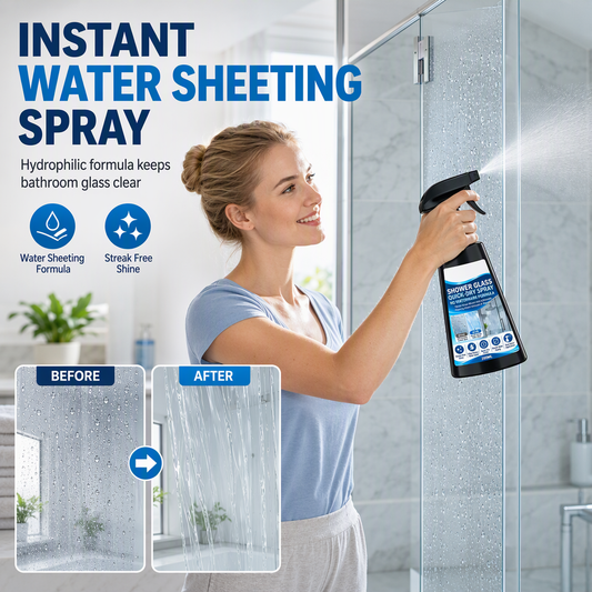 Spray para secar rápidamente el vidrio de la regadera con toalla