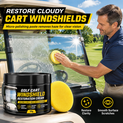 🥳 ¡50 % DE DESCUENTO! Pasta para reparar rayones en el parabrisas de carritos de golf: elimina la opacidad y el amarilleamiento, y restaura una visión cristalina. ¡Incluye una esponja y un sencillo proceso de pulido a mano en 3 pasos! 🛡️✅