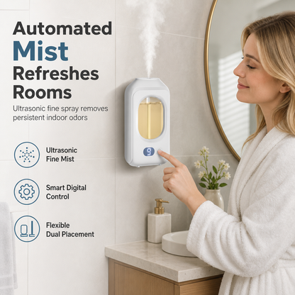 Difusor automático de aromaterapia con pantalla digital y 9 niveles ajustables; ambientador inteligente para el hogar con pulverizador de fragancia y desodorizante para el dormitorio y el baño