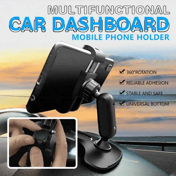 Soporte Para Teléfono De Coche Con Pinza De Cocodrilo - Ajustable, Adhesivo Gel, Compatible Con IPhone, Samsung, Etc.